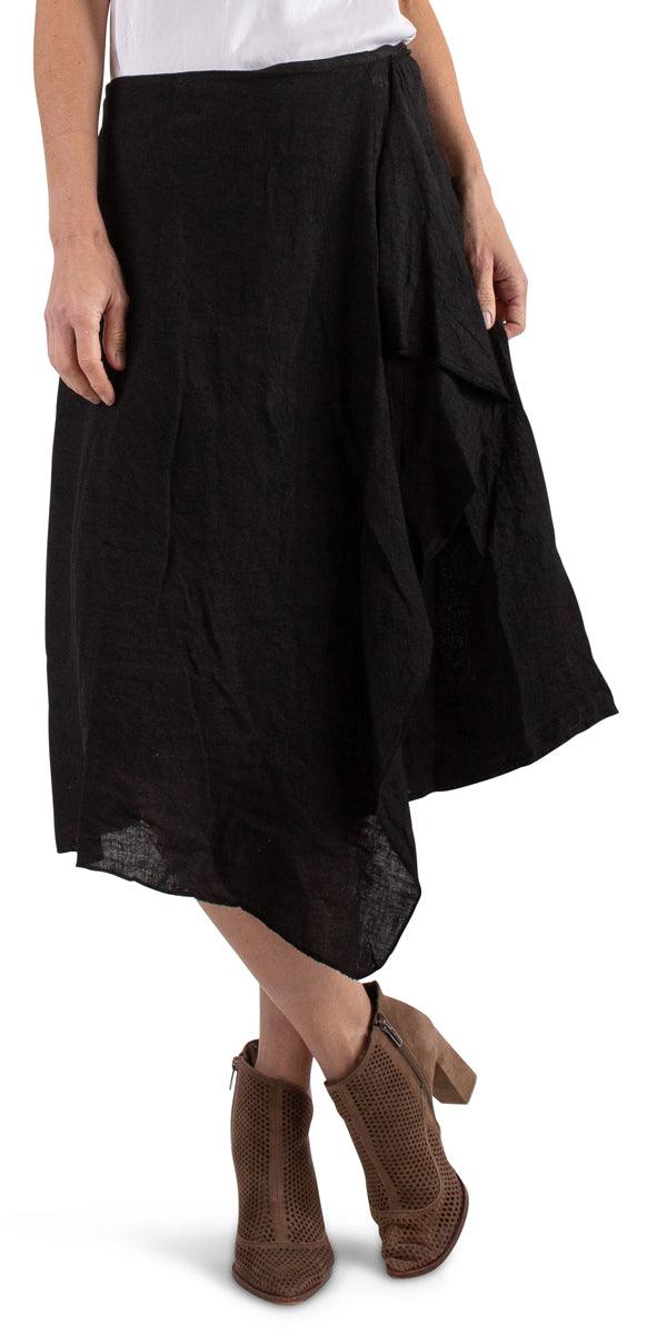 Valle Wrap Skirt - Gigi Moda - Made in Italy # 100% Linen, asymmetrical, Gigi Moda, linen skirt, Made in Italy, one size, Skirt, wrap skirt