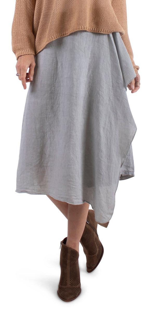 Valle Wrap Skirt - Gigi Moda - Made in Italy # 100% Linen, asymmetrical, Gigi Moda, linen skirt, Made in Italy, one size, Skirt, wrap skirt