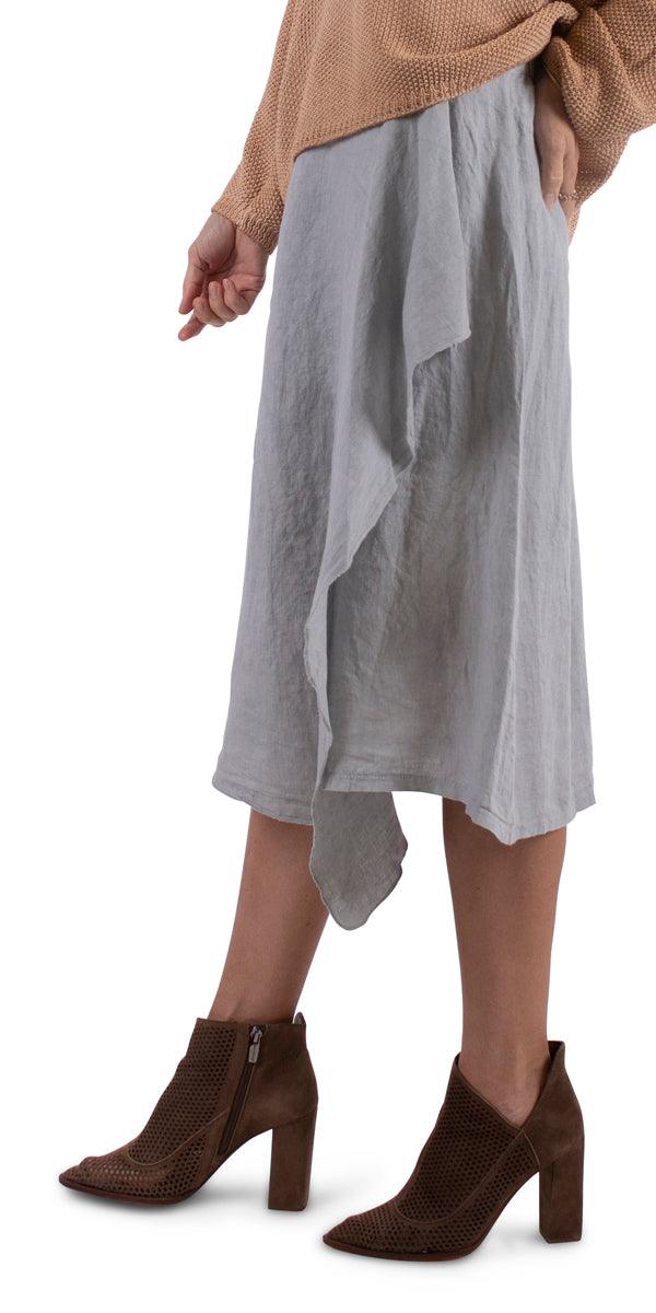 Valle Wrap Skirt - Gigi Moda - Made in Italy # 100% Linen, asymmetrical, Gigi Moda, linen skirt, Made in Italy, one size, Skirt, wrap skirt