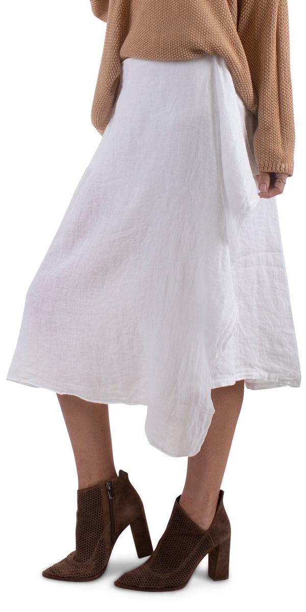 Valle Wrap Skirt - Gigi Moda - Made in Italy # 100% Linen, asymmetrical, Gigi Moda, linen skirt, Made in Italy, one size, Skirt, wrap skirt