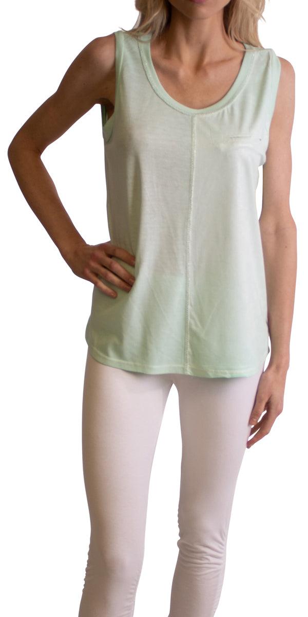 Ferno Round Neck Tank Top - Gigi Moda - Made in Italy # Blouse, free shipping, Gigi Moda, italian top, Made in Italy, one size, resort, Sleeveless, Top, viscose, washable