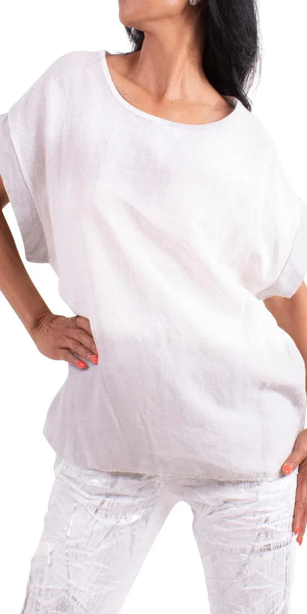 Rimini Linen Blouse - Gigi Moda - Made in Italy # Coat, jacket, Lightweight, Linen, rolled sleeves, summer coat, summer jacket