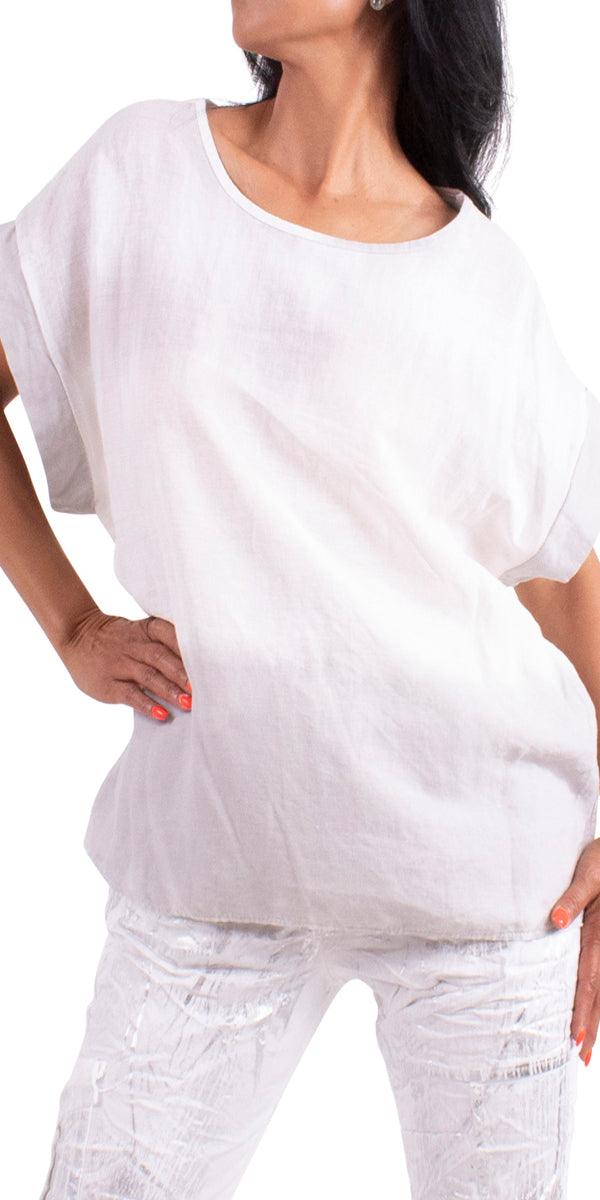 Rimini Linen Blouse - Gigi Moda - Made in Italy # Coat, jacket, Lightweight, Linen, rolled sleeves, summer coat, summer jacket