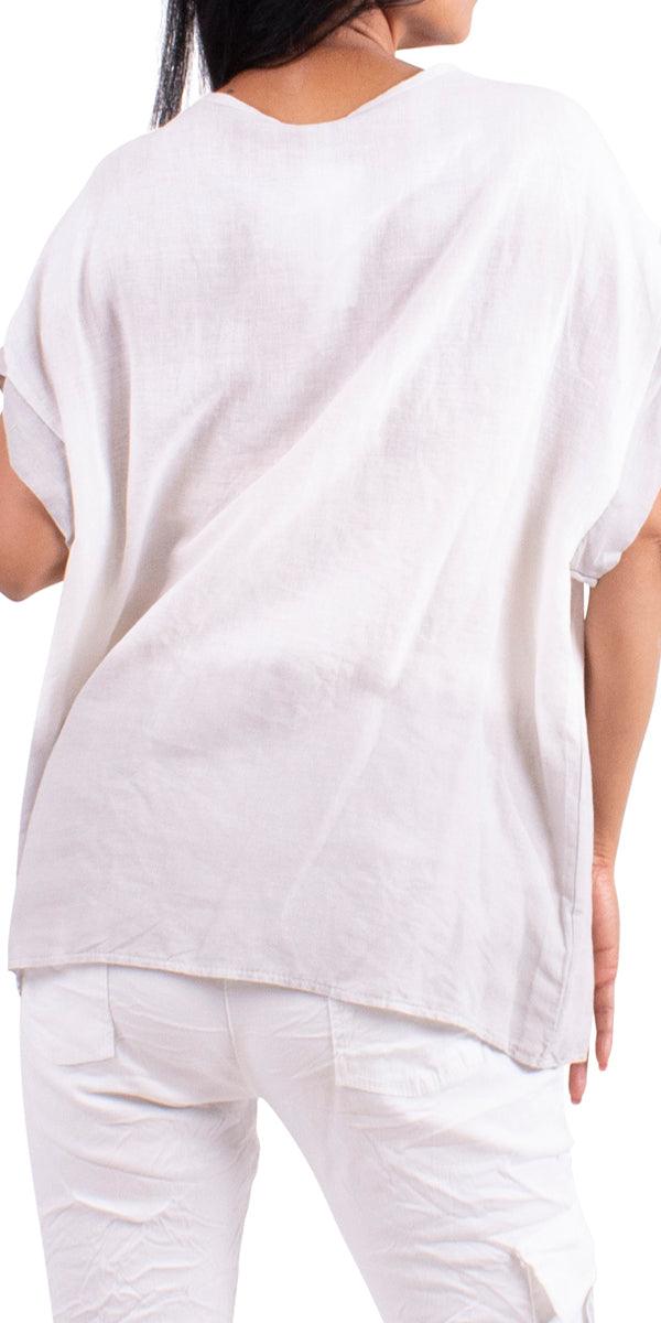 Rimini Linen Blouse - Gigi Moda - Made in Italy # Coat, jacket, Lightweight, Linen, rolled sleeves, summer coat, summer jacket