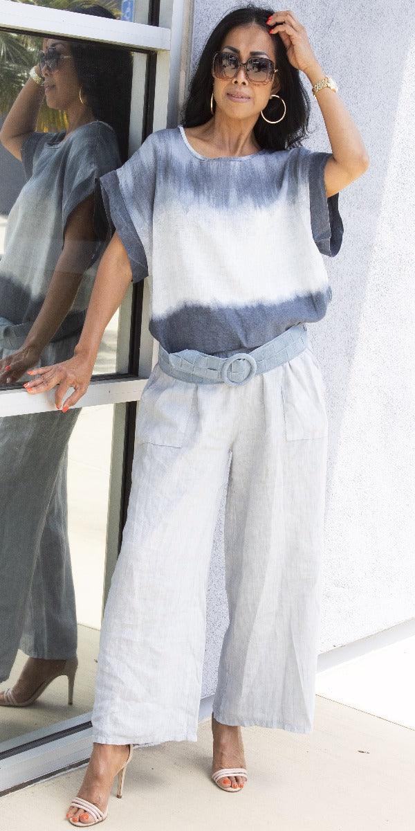 Rimini Linen Blouse - Gigi Moda - Made in Italy # Coat, jacket, Lightweight, Linen, rolled sleeves, summer coat, summer jacket