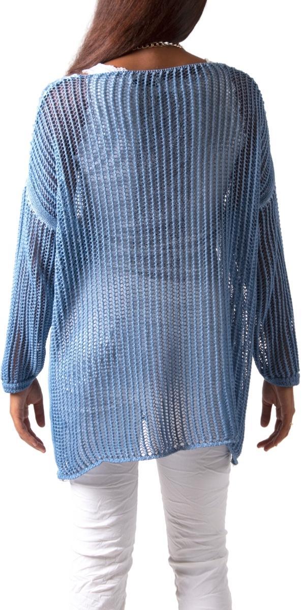 Taranto Knit Mesh Sweater - Gigi Moda - Made in Italy # Comfortable fit, Cover Up, Gigi Moda, Knit, knit blouse, knit sweater, Long Sleeve, long sleeves, made in italy, mesh, mesh sweater, Sweater, V-Neck, v-neck top, Womens Clothing, Womens Tops