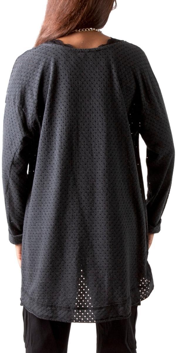 Il Foro Top - Gigi Moda - Made in Italy # Blouse, comforatable fit, Gigi Moda, gigi moda. made in italy, Italian Sweater, Long Sleeve, long sleeves, made in italy, mesh sweater, perforated, Sequins, shop gigi moda, Tops, V Neck, womans clothing