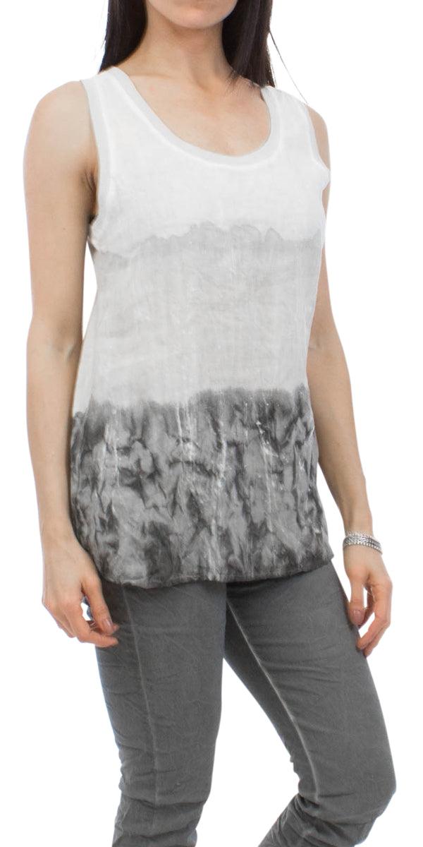 Ityal Watercolor Top - Gigi Moda - Made in Italy # Cotton, cotton top, Gigi Moda, gray, gray top, italian apparel, italian brand, italian clothes, italian top, Linen, linen top, Made in Italy, online shopping, OS, paint splatter, paint splatter design, shop gigi moda, Top