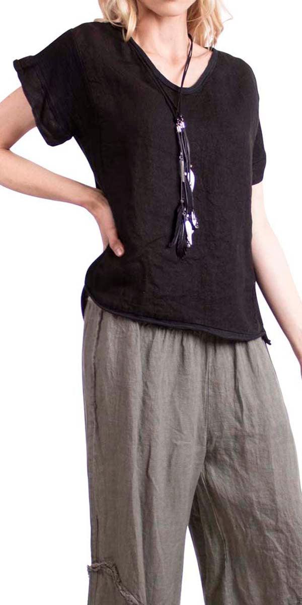 Genoa High Low Top - Gigi Moda - Made in Italy # Blouse, Cotton, free shipping, Linen, Made in Italy, one size, spring, summer, Top