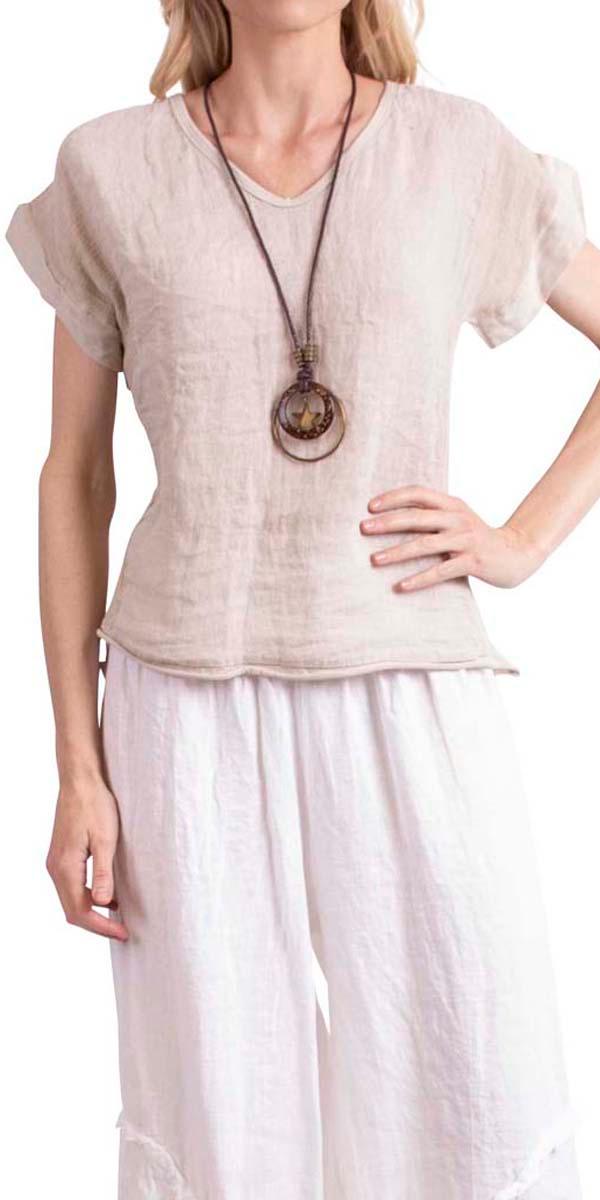 Genoa High Low Top - Gigi Moda - Made in Italy # Blouse, Cotton, free shipping, Linen, Made in Italy, one size, spring, summer, Top