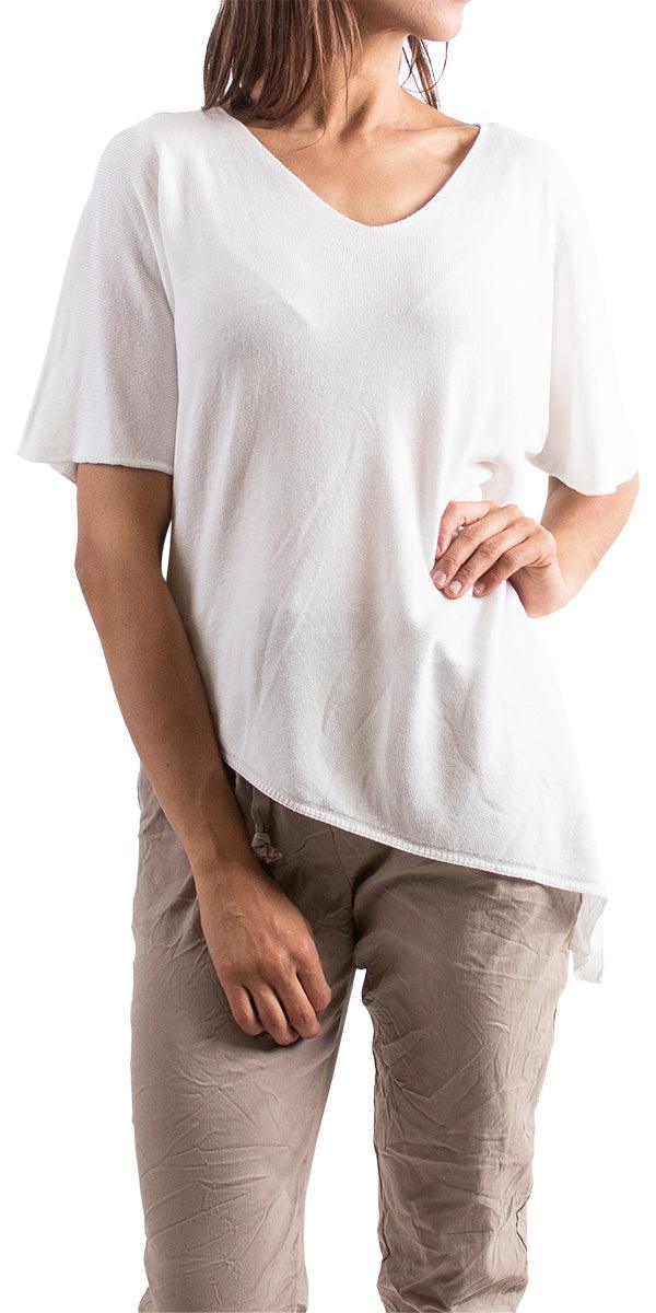 Venosa V-Neck Dolman Top - Gigi Moda - Made in Italy # Comfortable fit, Cotton, Linen, made in italy, Short Sleeve top, Womens Clothing, Womens Tops