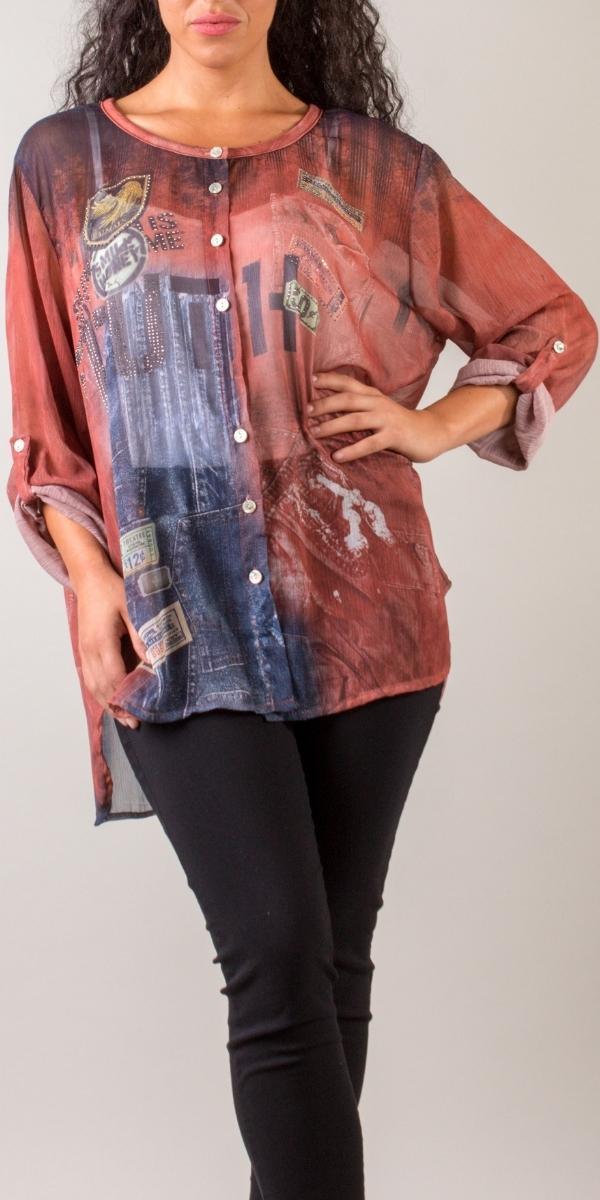 Fabrio Crystal Truth Tunic - Gigi Moda - Made in Italy # Blouse, Gigi Moda, Made in Italy, maxretail, one size, OS, Sleeves, Top