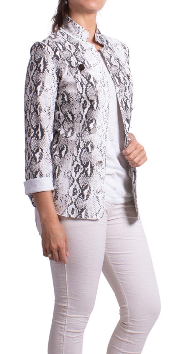 Mamba Cotton Jacket - Shop Gigi Moda - Made in Italy # 100% cotton, 1240S, Gigi Moda, jacket, snake print jacket, snake print made in Italy