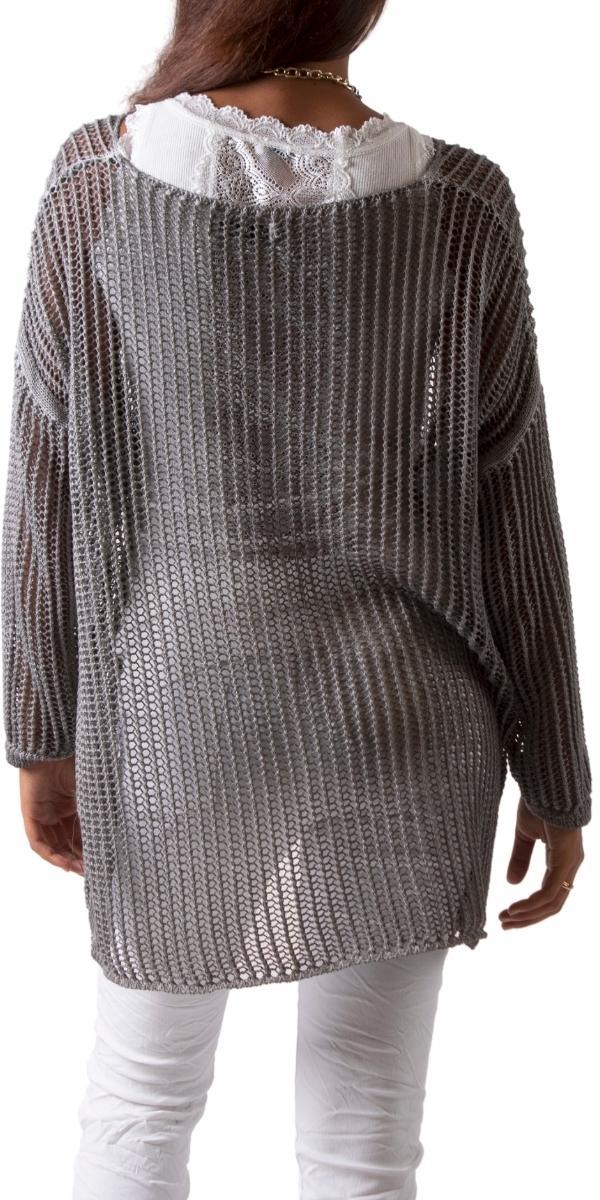 Taranto Knit Mesh Sweater - Gigi Moda - Made in Italy # Comfortable fit, Cover Up, Gigi Moda, Knit, knit blouse, knit sweater, Long Sleeve, long sleeves, made in italy, mesh, mesh sweater, Sweater, V-Neck, v-neck top, Womens Clothing, Womens Tops