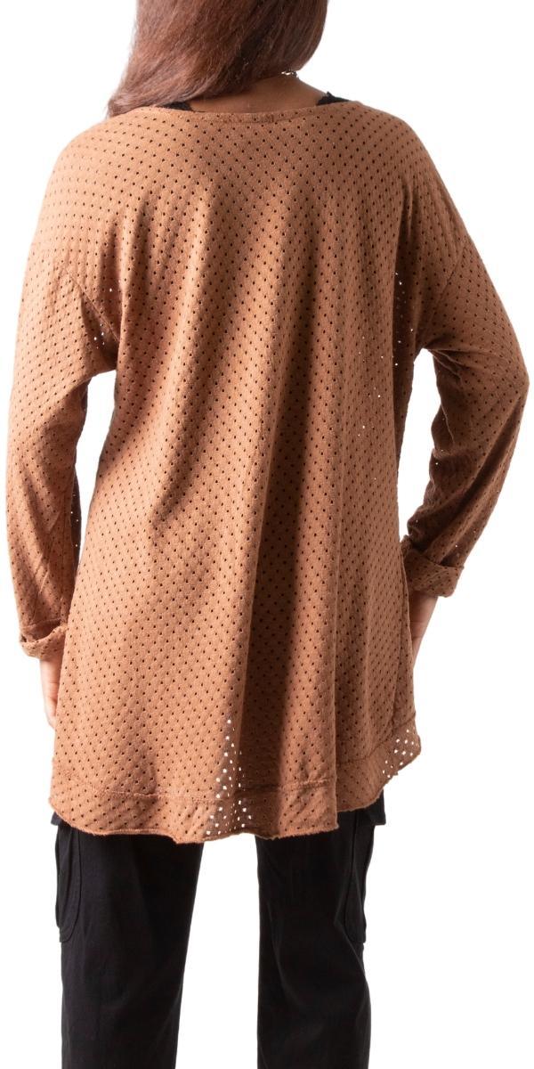 Il Foro Top - Gigi Moda - Made in Italy # Blouse, comforatable fit, Gigi Moda, gigi moda. made in italy, Italian Sweater, Long Sleeve, long sleeves, made in italy, mesh sweater, perforated, Sequins, shop gigi moda, Tops, V Neck, womans clothing