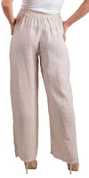 Delfina Linen Pants - Shop Gigi Moda - Made in Italy # 100% Linen, bottoms, elastic waistband, Gigi Moda, Linen, linen pants, Made in Italy, OS, Pants, Pockets, resort, resort wear, spring, stretch waistband, summer, WIDE LEG