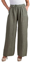 Delfina Linen Pants - Shop Gigi Moda - Made in Italy # 100% Linen, bottoms, elastic waistband, Gigi Moda, Linen, linen pants, Made in Italy, OS, Pants, Pockets, resort, resort wear, spring, stretch waistband, summer, WIDE LEG