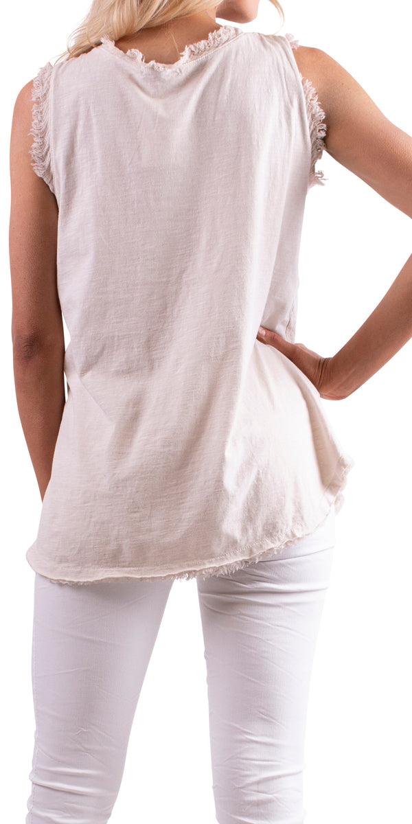 Novara Linen Tank - Gigi Moda - Made in Italy # 100% Linen, 1526A, cotton, Linen, Made in Italy, Round Neck, Sleeveless, Top