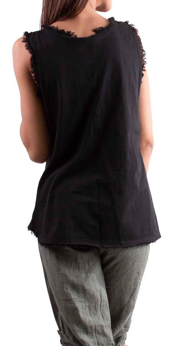 Novara Linen Tank - Gigi Moda - Made in Italy # 100% Linen, 1526A, cotton, Linen, Made in Italy, Round Neck, Sleeveless, Top