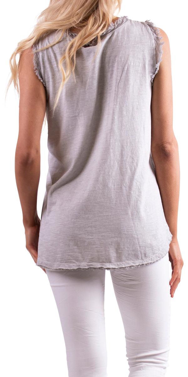 Novara Linen Tank - Gigi Moda - Made in Italy # 100% Linen, 1526A, cotton, Linen, Made in Italy, Round Neck, Sleeveless, Top