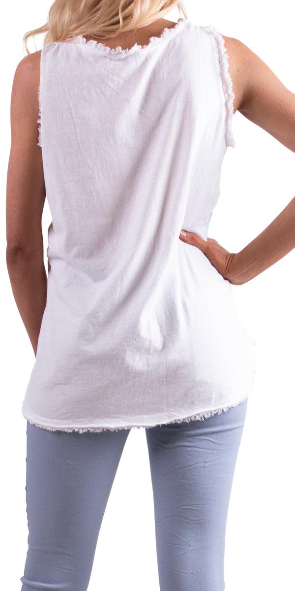 Novara Linen Tank - Gigi Moda - Made in Italy # 100% Linen, 1526A, cotton, Linen, Made in Italy, Round Neck, Sleeveless, Top