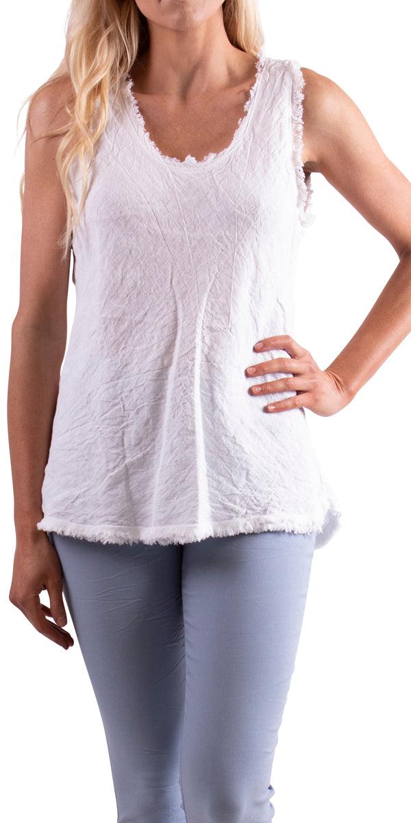 Novara Linen Tank - Gigi Moda - Made in Italy # 100% Linen, 1526A, cotton, Linen, Made in Italy, Round Neck, Sleeveless, Top