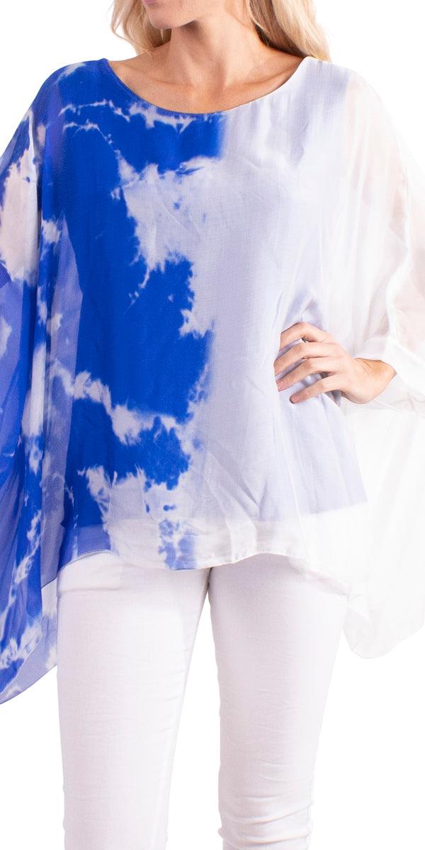 Seta Corfu Kaftan - Gigi Moda - Made in Italy # 100% Silk, Blouse, flowy, Gigi Moda, italian top, loose fit, Made in Italy, one size, Silk, spring, summer, Tie Dye