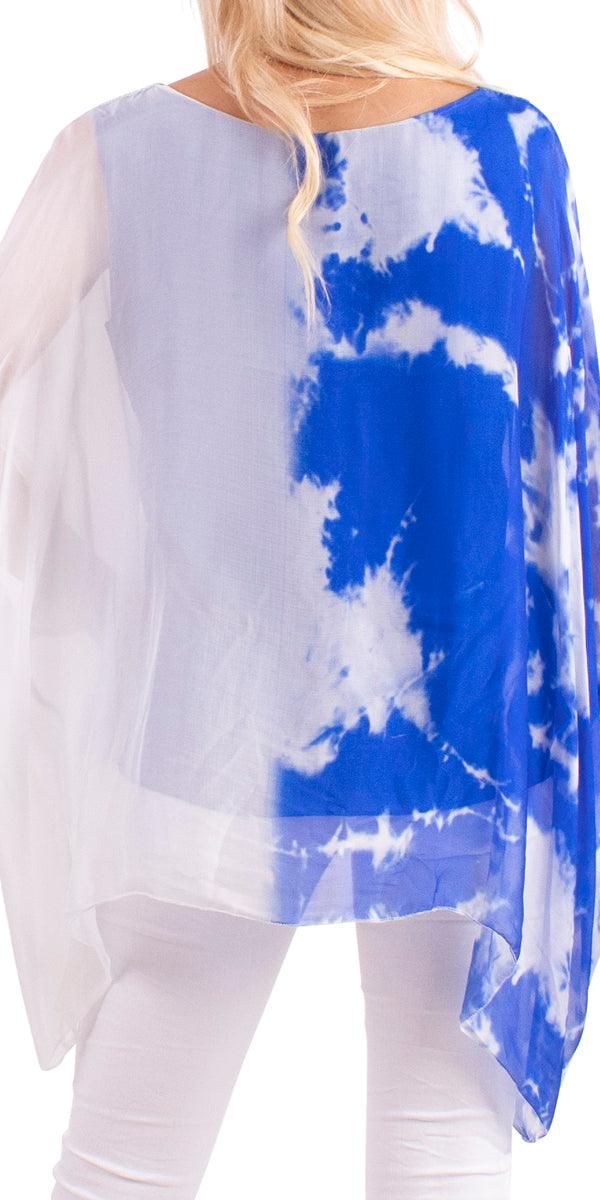 Seta Corfu Kaftan - Gigi Moda - Made in Italy # 100% Silk, Blouse, flowy, Gigi Moda, italian top, loose fit, Made in Italy, one size, Silk, spring, summer, Tie Dye