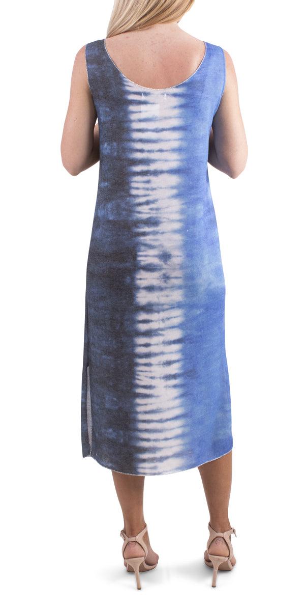 Syracuse Dress - Gigi Moda - Made in Italy # blue, casul maxi dress, Dress, gray, italian maxi dress, Maxi, Maxi Dress, metallic hem, side slit, Slits