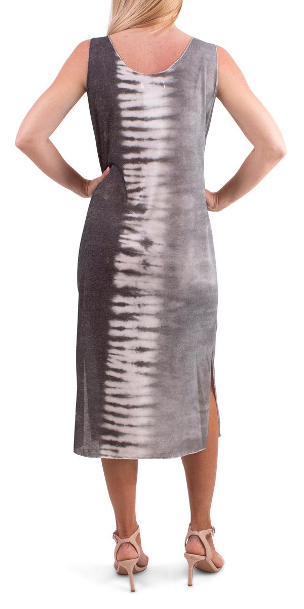 Syracuse Dress - Gigi Moda - Made in Italy # blue, casul maxi dress, Dress, gray, italian maxi dress, Maxi, Maxi Dress, metallic hem, side slit, Slits