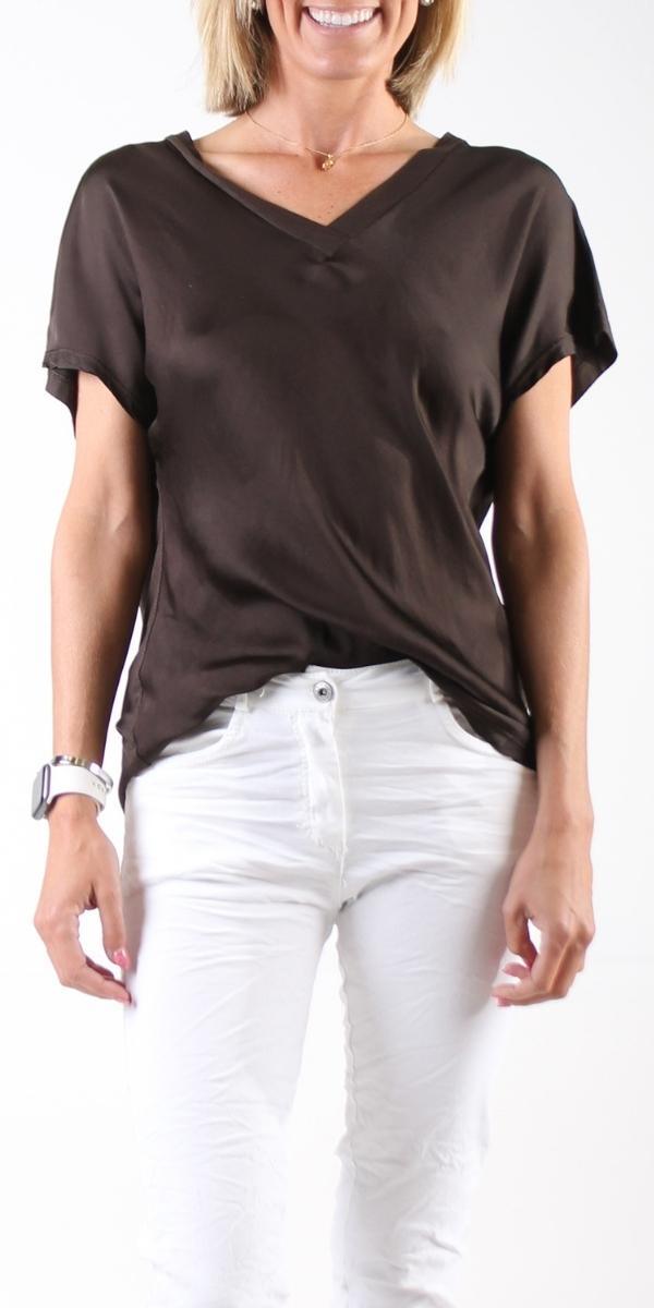 Comodo V-Neck Top - Gigi Moda - Made in Italy # cap sleeve, casual, casual top, gigi moda, one size, spring, summer, T Shirt, Top, viscose