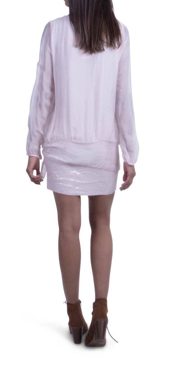 Teresa Tunic/Dress - Gigi Moda - Made in Italy # 100% Silk, Blouse, Dress, Gigi Moda, italian top, Made in Italy, OS, resort, resort wear, Sequins, Silk, Top