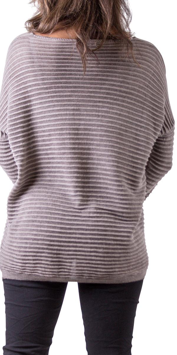 La Riga Sweater - Gigi Moda - Made in Italy # casual sweater, fall, Gigi Moda, italian apparel, Italian Sweater, italian top, Long Sleeve, Made in Italy, new, one size, ribbed, Ribbed Knit, shopgigimoda, stripes, Sweater, V Neck, womens clothing, womens fashion