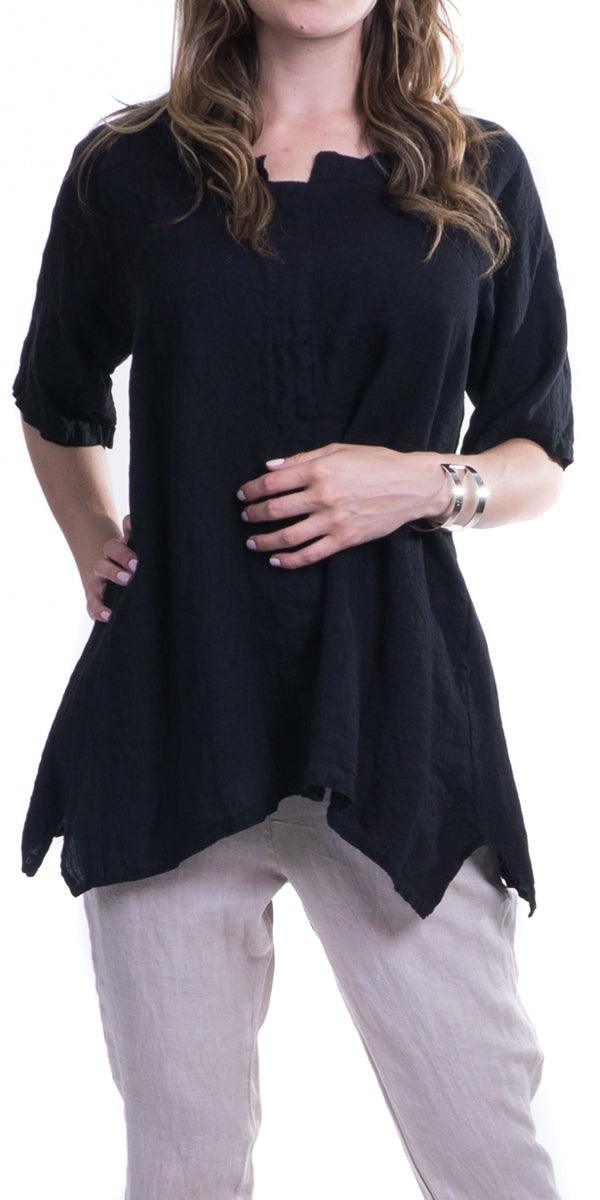 Tanya Top - Gigi Moda - Made in Italy # 100% Linen, Blouse, Gigi Moda, italian top, italian tunic, Linen, Made in Italy, OS, Tunic
