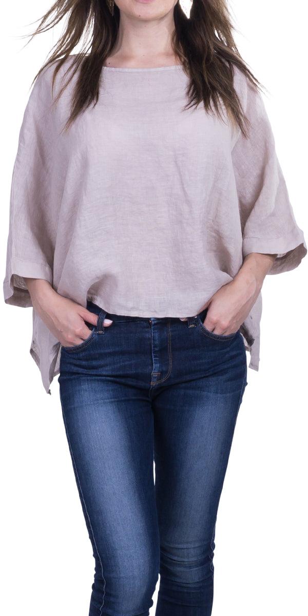 Lucy Blouse - Gigi Moda - Made in Italy # 100% Linen, Blouse, casual, free shipping, Gigi Moda, Kaftan, Linen, Made in Italy, OS, resort wear, spring, summer