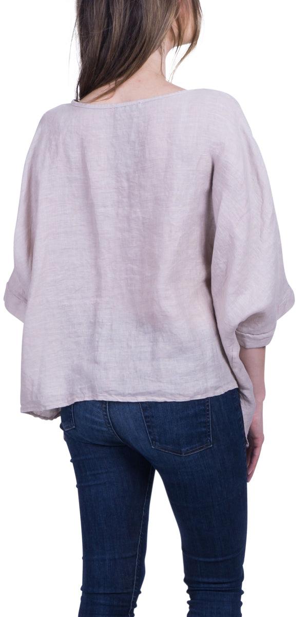 Lucy Blouse - Gigi Moda - Made in Italy # 100% Linen, Blouse, casual, free shipping, Gigi Moda, Kaftan, Linen, Made in Italy, OS, resort wear, spring, summer