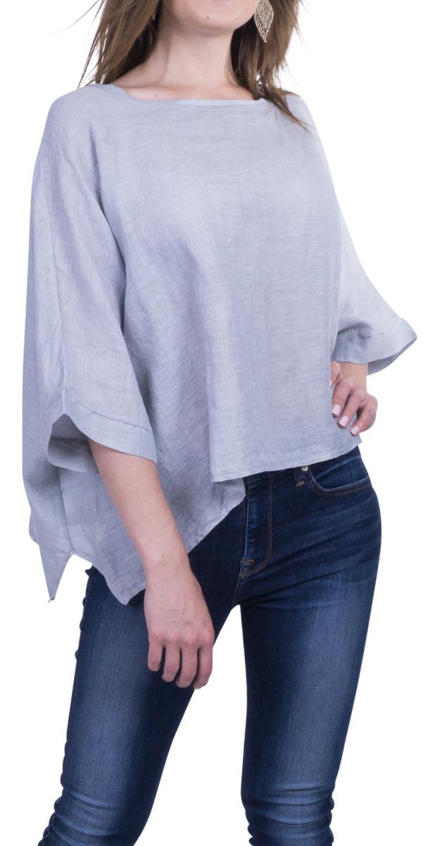 Lucy Blouse - Gigi Moda - Made in Italy # 100% Linen, Blouse, casual, free shipping, Gigi Moda, Kaftan, Linen, Made in Italy, OS, resort wear, spring, summer