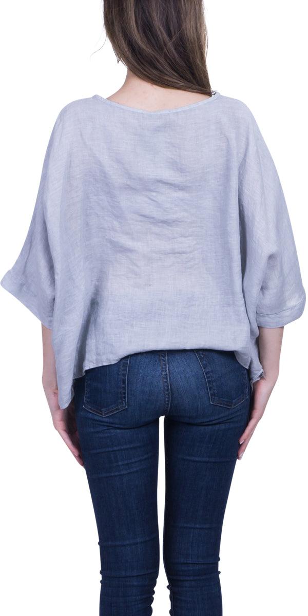 Lucy Blouse - Gigi Moda - Made in Italy # 100% Linen, Blouse, casual, free shipping, Gigi Moda, Kaftan, Linen, Made in Italy, OS, resort wear, spring, summer