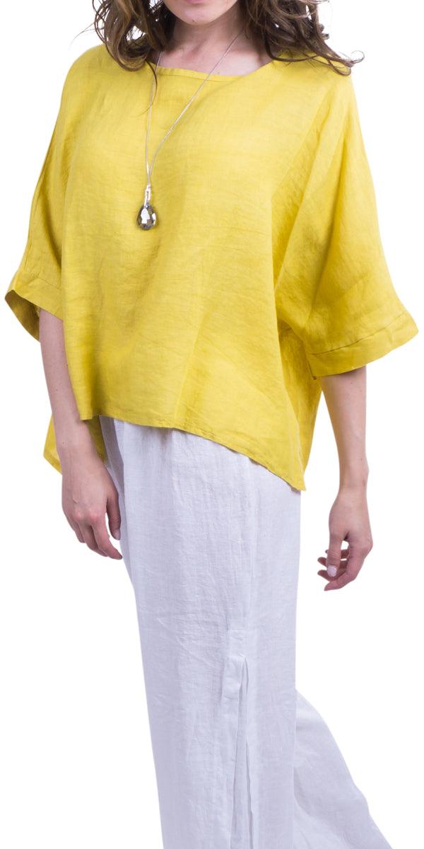 Lucy Blouse - Gigi Moda - Made in Italy # 100% Linen, Blouse, casual, free shipping, Gigi Moda, Kaftan, Linen, Made in Italy, OS, resort wear, spring, summer