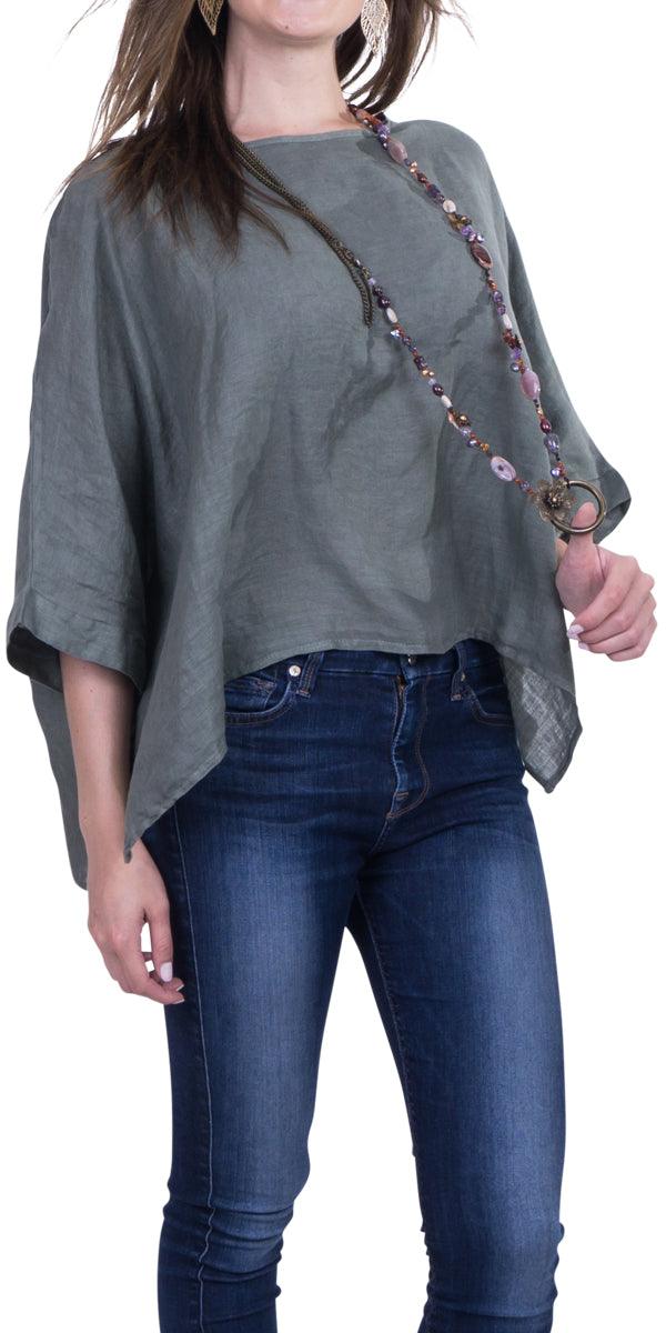 Lucy Blouse - Gigi Moda - Made in Italy # 100% Linen, Blouse, casual, free shipping, Gigi Moda, Kaftan, Linen, Made in Italy, OS, resort wear, spring, summer