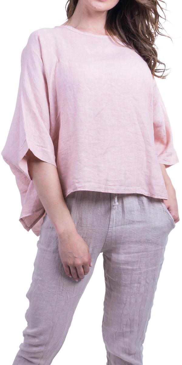 Lucy Blouse - Gigi Moda - Made in Italy # 100% Linen, Blouse, casual, free shipping, Gigi Moda, Kaftan, Linen, Made in Italy, OS, resort wear, spring, summer