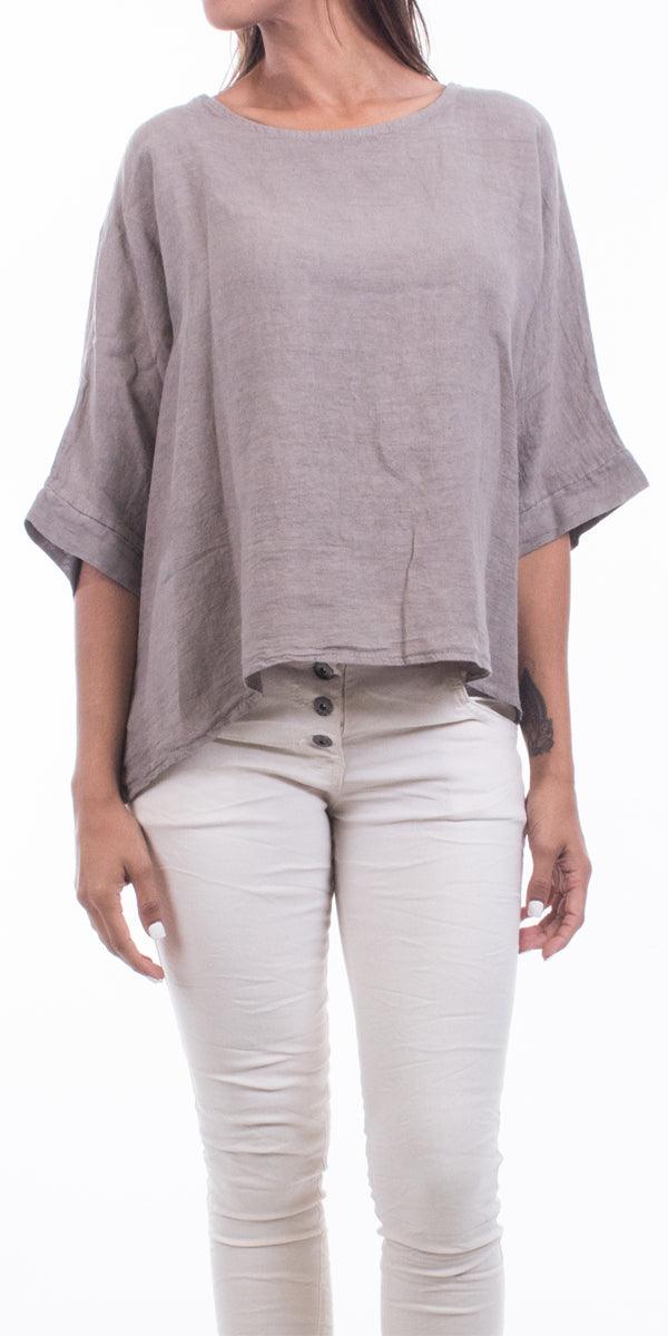 Lucy Blouse - Gigi Moda - Made in Italy # 100% Linen, Blouse, casual, free shipping, Gigi Moda, Kaftan, Linen, Made in Italy, OS, resort wear, spring, summer