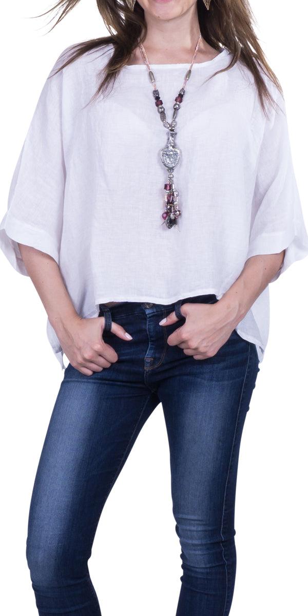 Lucy Blouse - Gigi Moda - Made in Italy # 100% Linen, Blouse, casual, free shipping, Gigi Moda, Kaftan, Linen, Made in Italy, OS, resort wear, spring, summer