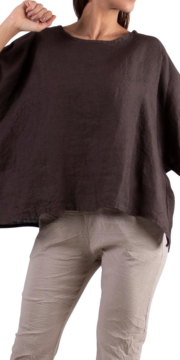 Lucy Blouse - Gigi Moda - Made in Italy # 100% Linen, Blouse, casual, free shipping, Gigi Moda, Kaftan, Linen, Made in Italy, OS, resort wear, spring, summer