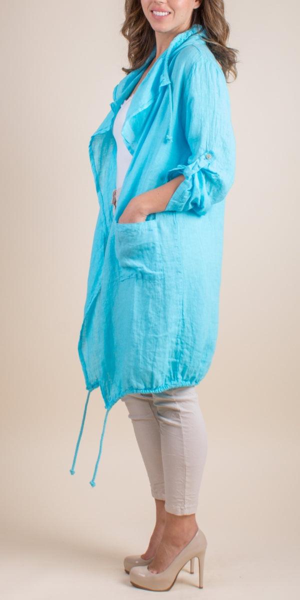 Lavinia Linen Cardigan - Gigi Moda - Made in Italy # 100% Linen, Cardigan, Gigi Moda, hand wash, Jacket, Linen, Linen jacket, Made in Italy, one size, OS, washable