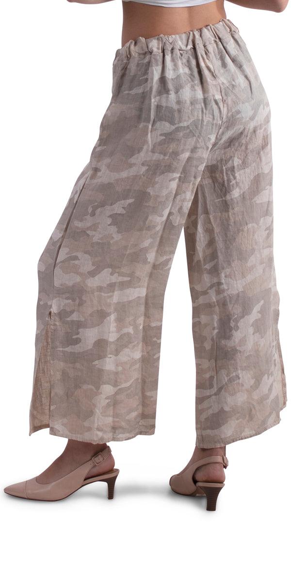 Giulana Camo Capri Pants - Gigi Moda - Made in Italy # 100% Linen, Capri, free shipping, Gigi Moda, linen pants, Made in Italy, OS, Pants, resort, resort wear