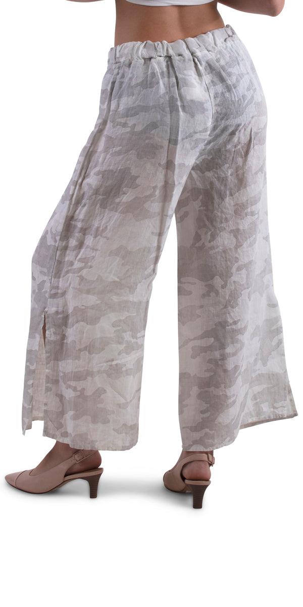 Giulana Camo Capri Pants - Gigi Moda - Made in Italy # 100% Linen, Capri, free shipping, Gigi Moda, linen pants, Made in Italy, OS, Pants, resort, resort wear