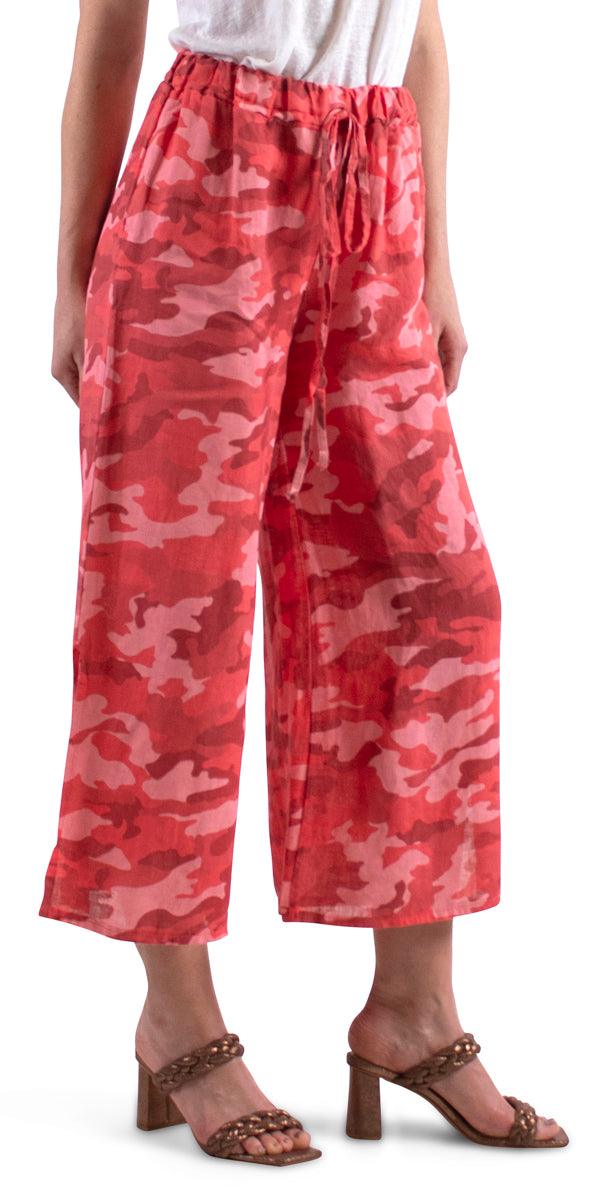 Giulana Camo Capri Pants - Gigi Moda - Made in Italy # 100% Linen, Capri, free shipping, Gigi Moda, linen pants, Made in Italy, OS, Pants, resort, resort wear