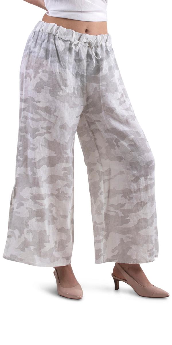 Giulana Camo Capri Pants - Gigi Moda - Made in Italy # 100% Linen, Capri, free shipping, Gigi Moda, linen pants, Made in Italy, OS, Pants, resort, resort wear