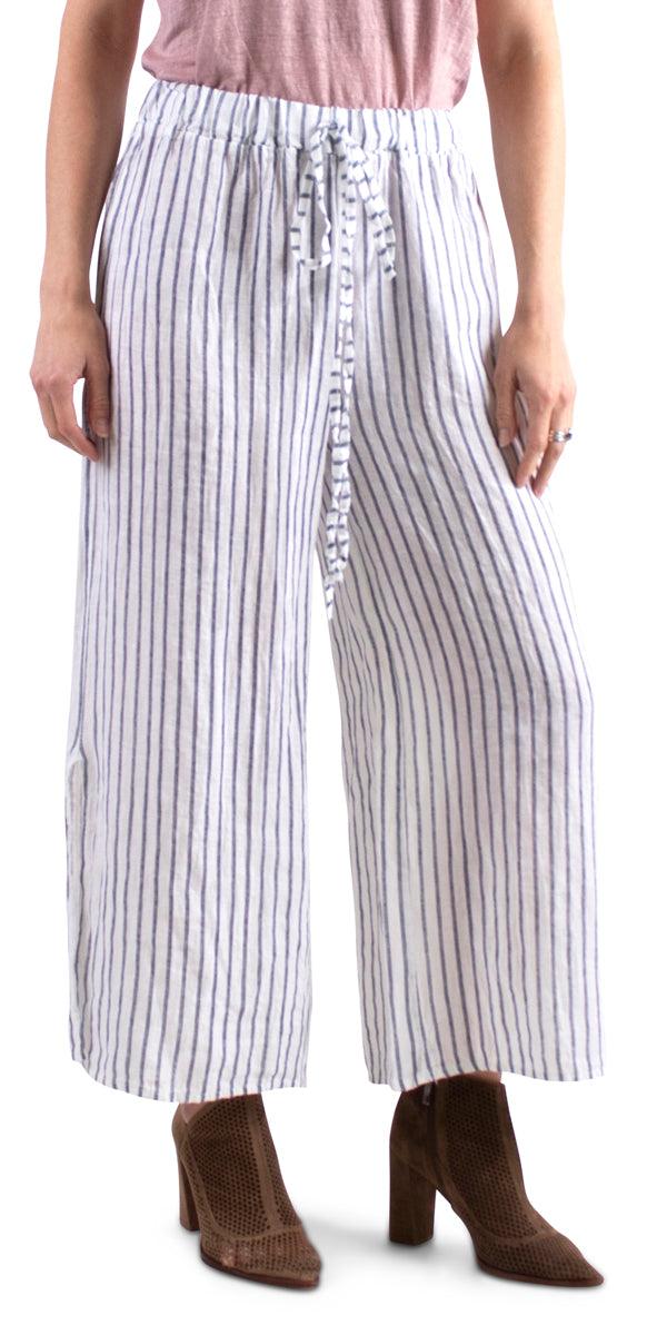 Giulana Striped Capri Pants - Gigi Moda - Made in Italy # Capri, drawstring, drawstring pant, free shipping, Gigi Moda, Made in Italy, OS, Pants, resort, resort wear, spring, stripes, summer